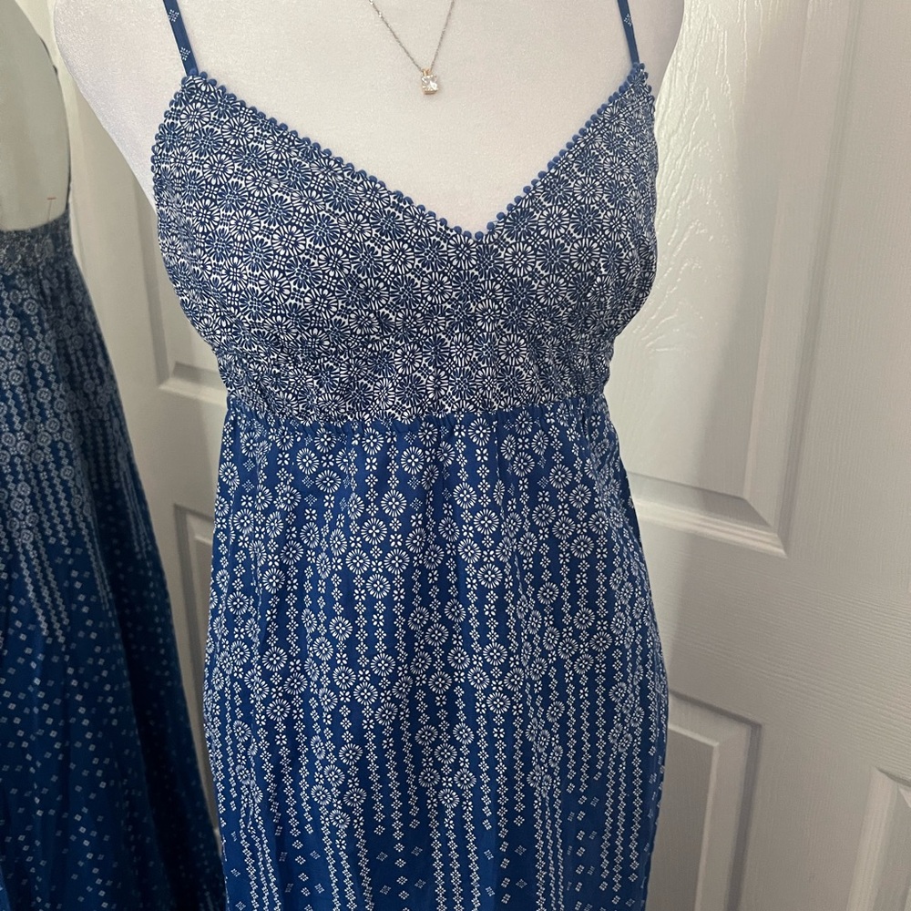 NWOT American Eagle Royal Blue Printed Maxi Dress Size 6 - Picture 3 of 8